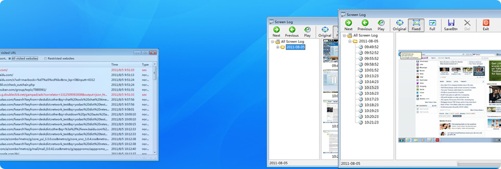 Review the screen log & the website's history.
